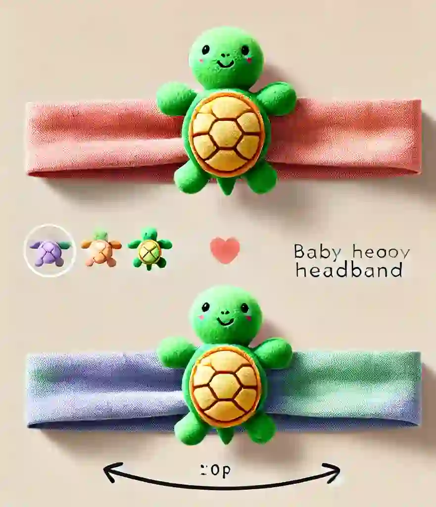 Turtle-Themed Baby Headband with Plush Turtle Toy